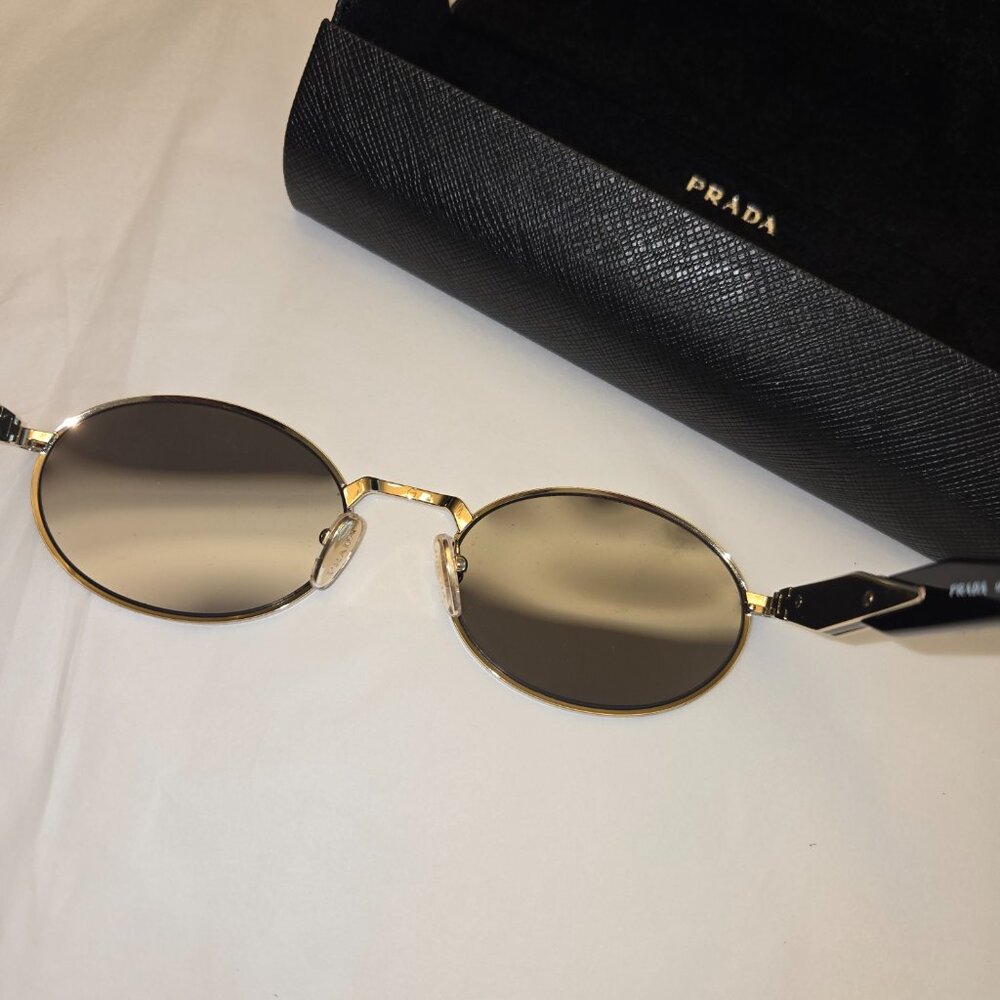 Prada Sunglasses Sunnies PR 65ZS ZVN09T Pale gold 55-20-140 Metal Front - Picture 10 of 14
